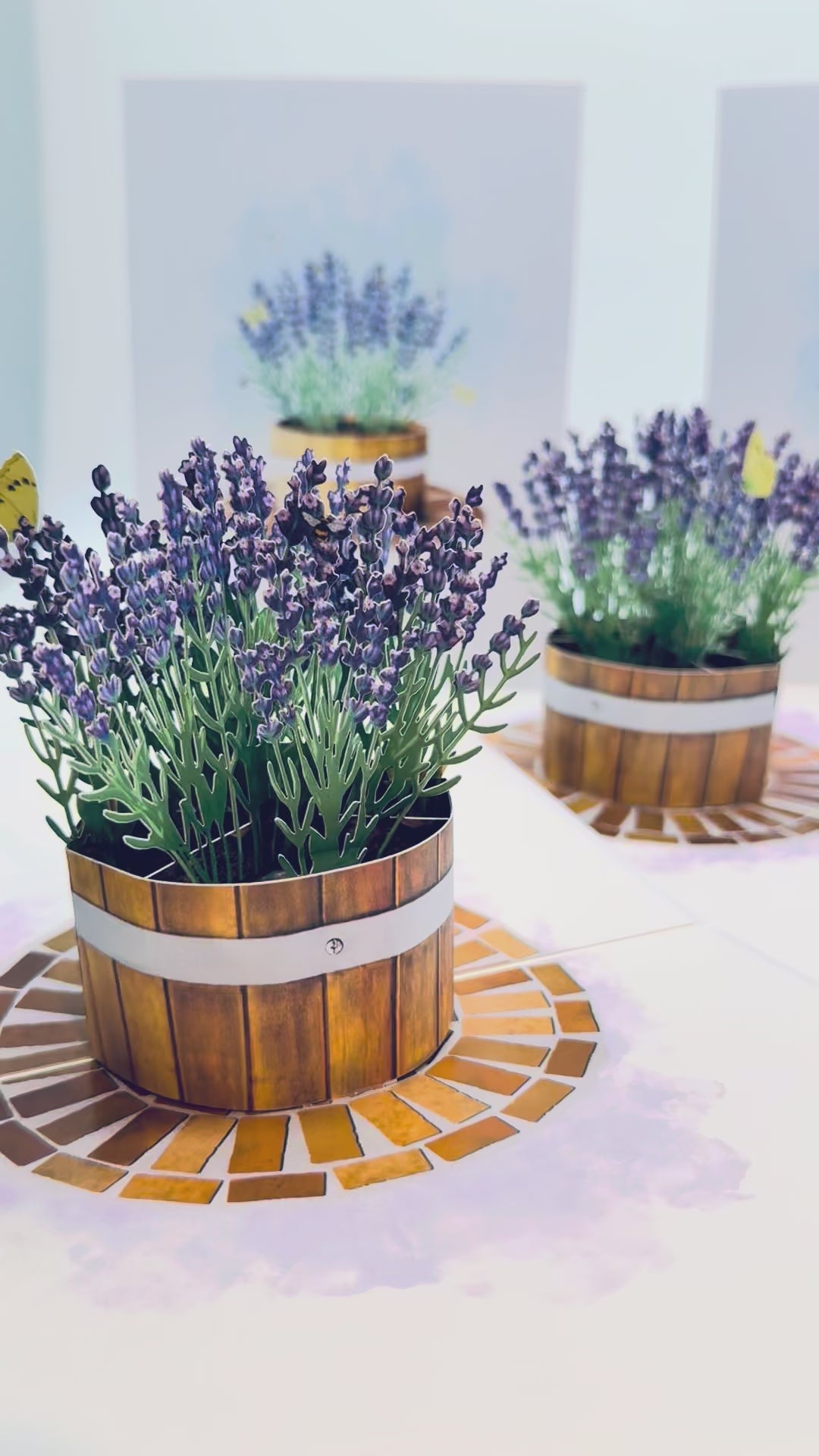 Lavender Flowers in Wooden Bucket Origami Pop Cards 3D Pop Up Greeting Card Happy Birthday Thank You Handmade Gift Thinking of You Blank Card for Any Occasion Happy Mother's Day Happy Father's Australiana Celebrate the Beauty of Flower and Romantic