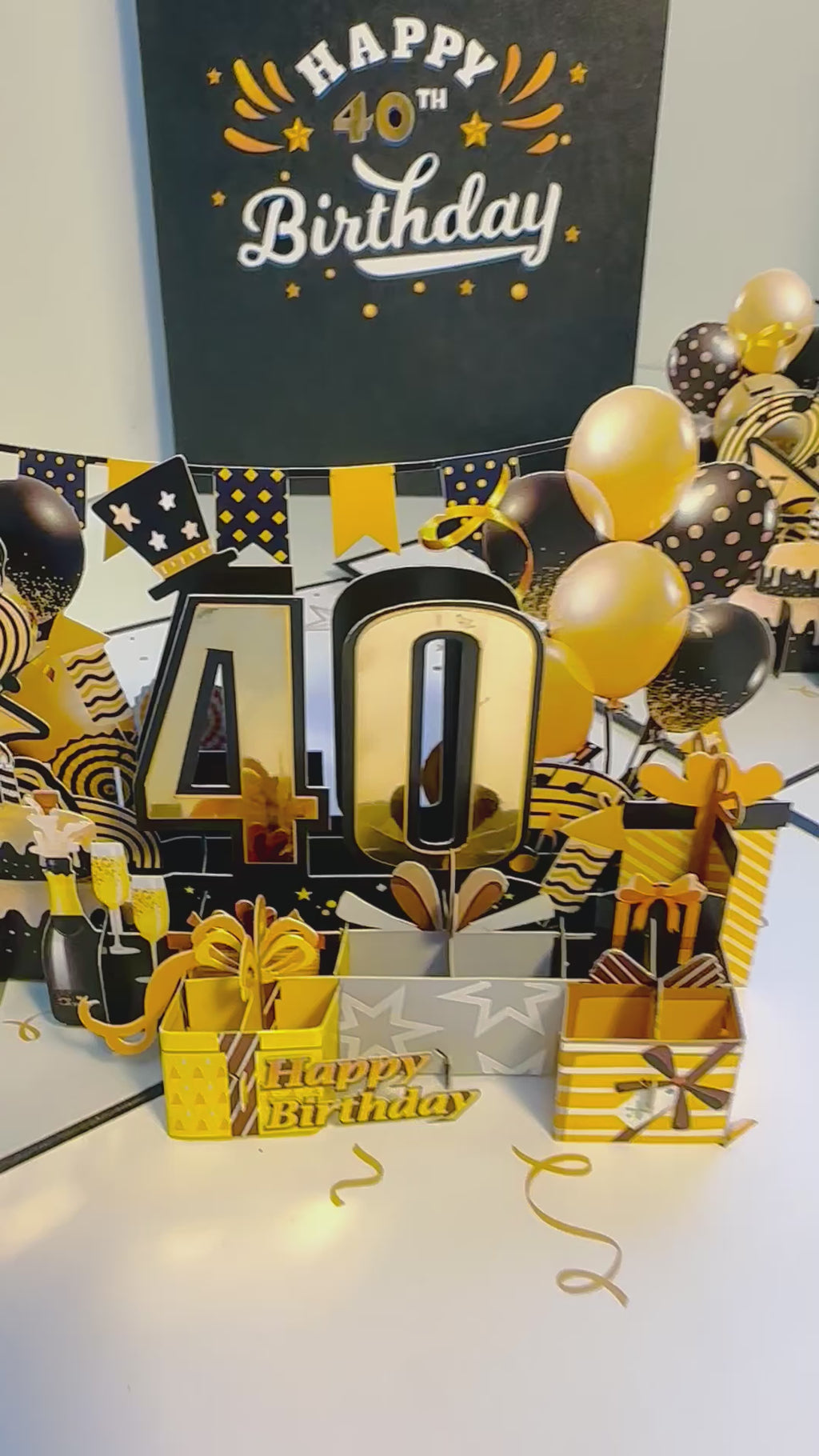 40th Golden Happy Birthday with Presents Origami Pop Cards 3D Pop Up Greeting Card Thank You Handmade Gift Thinking of You Happy Birthday Occasion Australiana Celebrate the Beauty and Happiness During Special Day Best Wishes Gift