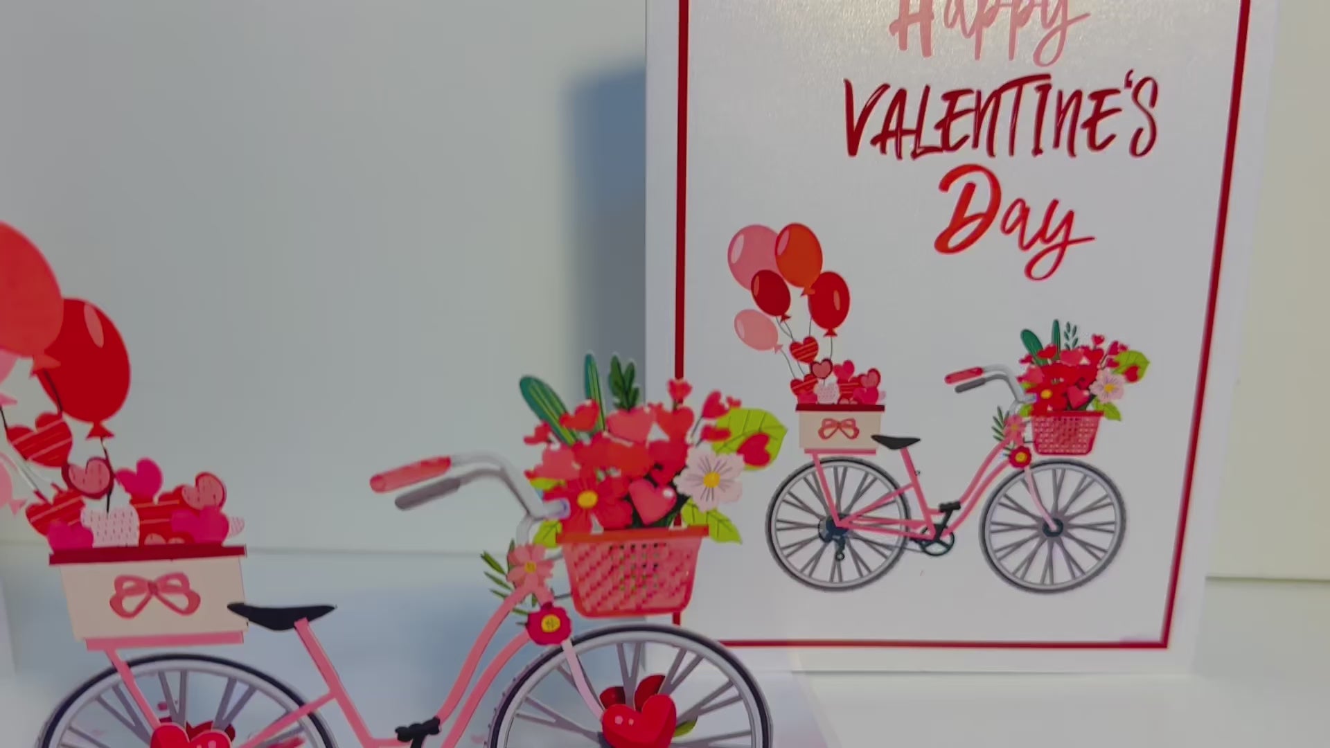 Happy Valentine's Day - Featuring a Delightful Bicycle 3D POP UP GREETING CARD - Created by Origami Pop Cards Australian Design & Handmade 3D Pop Up Magical Paper Cards, Handmade Pop Up Cards Happy Valentine's Day Celebrate Love Heart Fell and Romantic