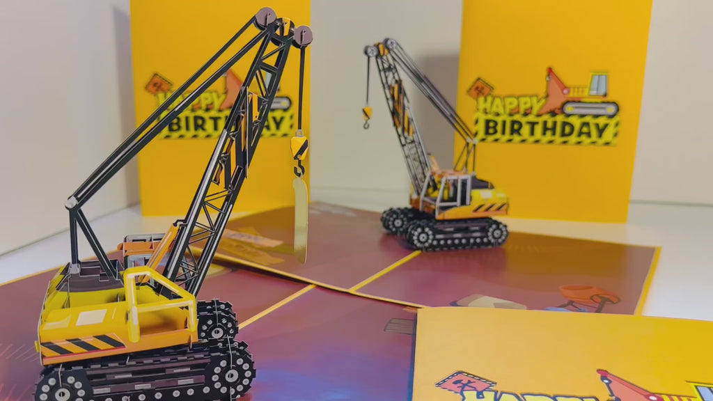 Happy Birthday CRANE Truck - Perfect for Construction Workers or Little Kids Origami Pop Cards 3D Pop Up Greeting Card Thank You Handmade Gift Thinking of You Happy Birthday Occasion Australiana Celebrate the Beauty and Happiness During Special Day Gift