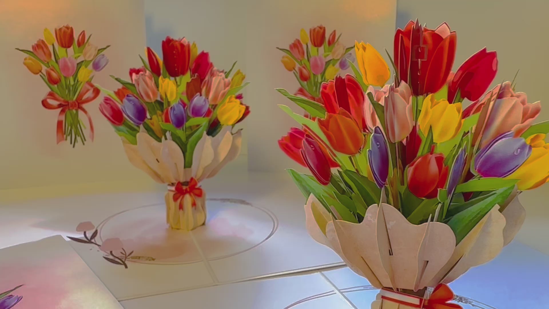 Sweetheart Tulip Bouquet - Perfect for Mother's Day Origami Pop Cards 3D Pop Up Greeting Card Happy Birthday Thank You Handmade Gift Thinking of You Blank Card for Any Occasion Happy Mother's Day Happy Father's Australiana Celebrate the Beauty of Flower