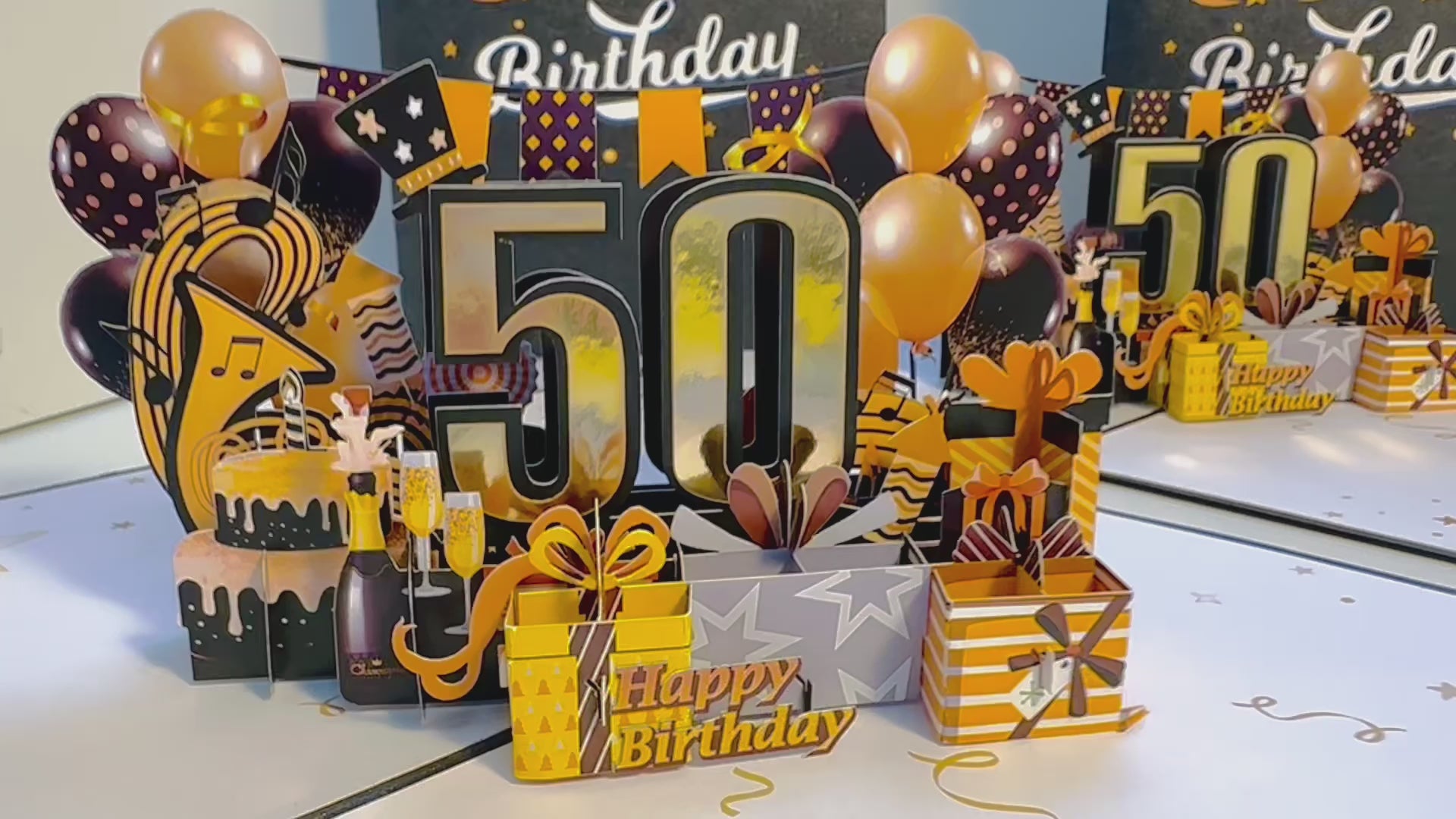 50th Golden Happy Birthday with Presents Origami Pop Cards 3D Pop Up Greeting Card Thank You Handmade Gift Thinking of You Happy Birthday Occasion Australiana Celebrate the Beauty and Happiness During Special Day Best Wishes Gift