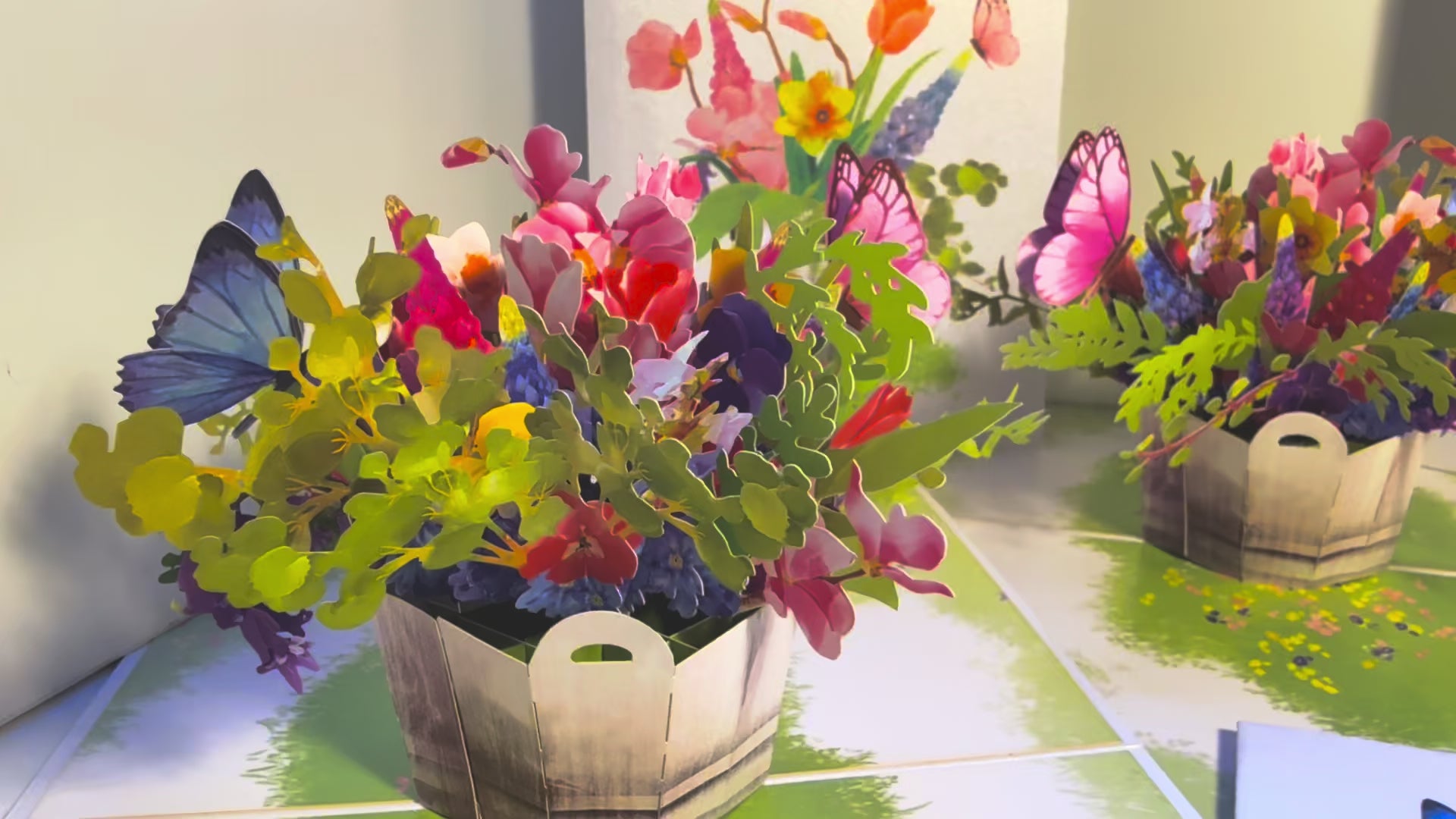 Spring Flowers in Bucket with Butterflies Origami Pop Cards 3D Pop Up Greeting Card Happy Birthday Thank You Handmade Gift Thinking of You Blank Card for Any Occasion Happy Mother's Day Happy Father's Australiana Celebrate the Beauty of Flower