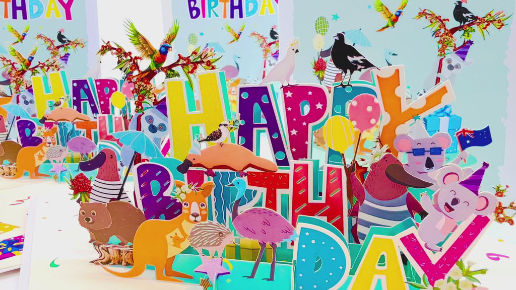 Australian Animal Happy Birthday Party Origami Pop Cards 3D Pop Up Greeting Card Thank You Handmade Happy Birthday Gift Thinking of You Happy Birthday Occasion Australiana Celebrate the Beauty and Happiness During Special Day Best Wishes Gift