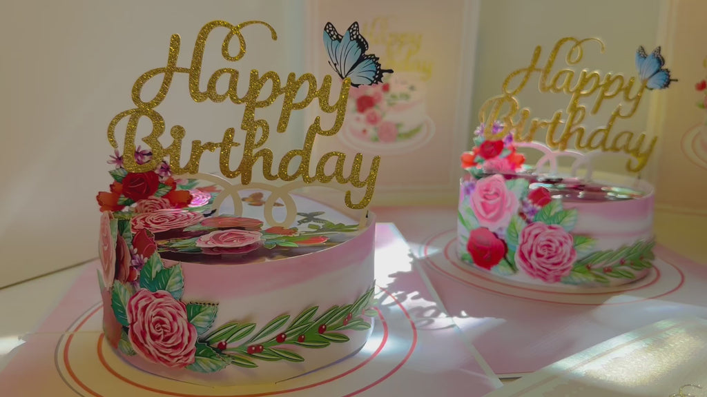 Happy Birthday Cake with Blue Butterflies Origami Pop Cards 3D Pop Up Greeting Card Thank You Handmade Gift Thinking of You Happy Birthday Occasion Australiana Celebrate the Beauty and Happiness During Special Day Best Wishes Gift