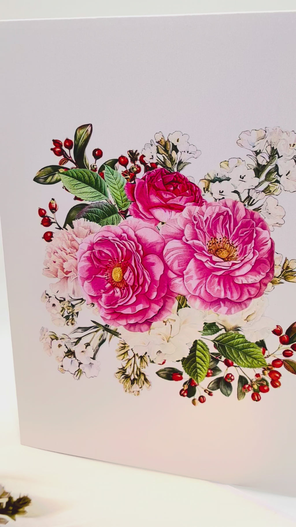 Hot Pink & White Peony Rose Basket Origami Pop Cards 3D Pop Up Greeting Card Happy Birthday Thank You Handmade Gift Thinking of You Blank Card for Any Occasion Happy Mother's Day Happy Father's Australiana Celebrate the Beauty of Flower and Romantic