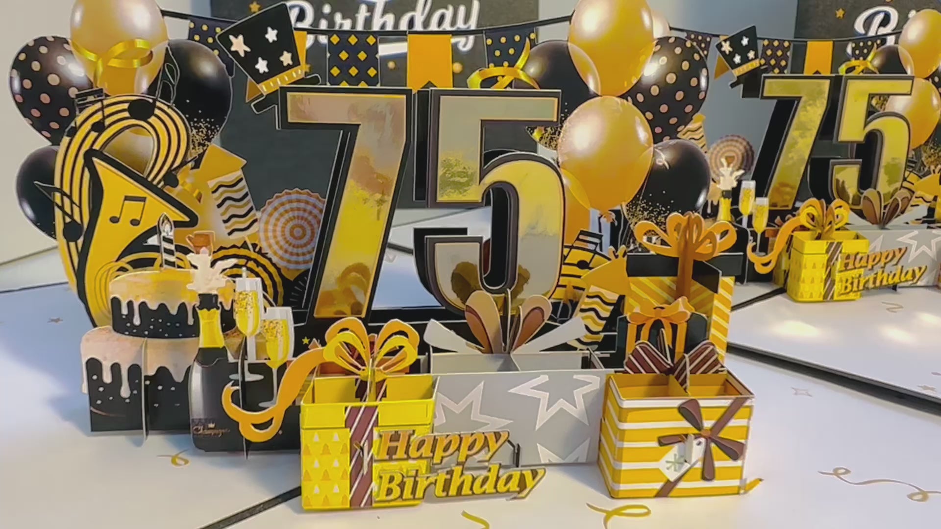 75th Golden Happy Birthday with Presents Origami Pop Cards 3D Pop Up Greeting Card Thank You Handmade Gift Thinking of You Happy Birthday Occasion Australiana Celebrate the Beauty and Happiness During Special Day Best Wishes Gift