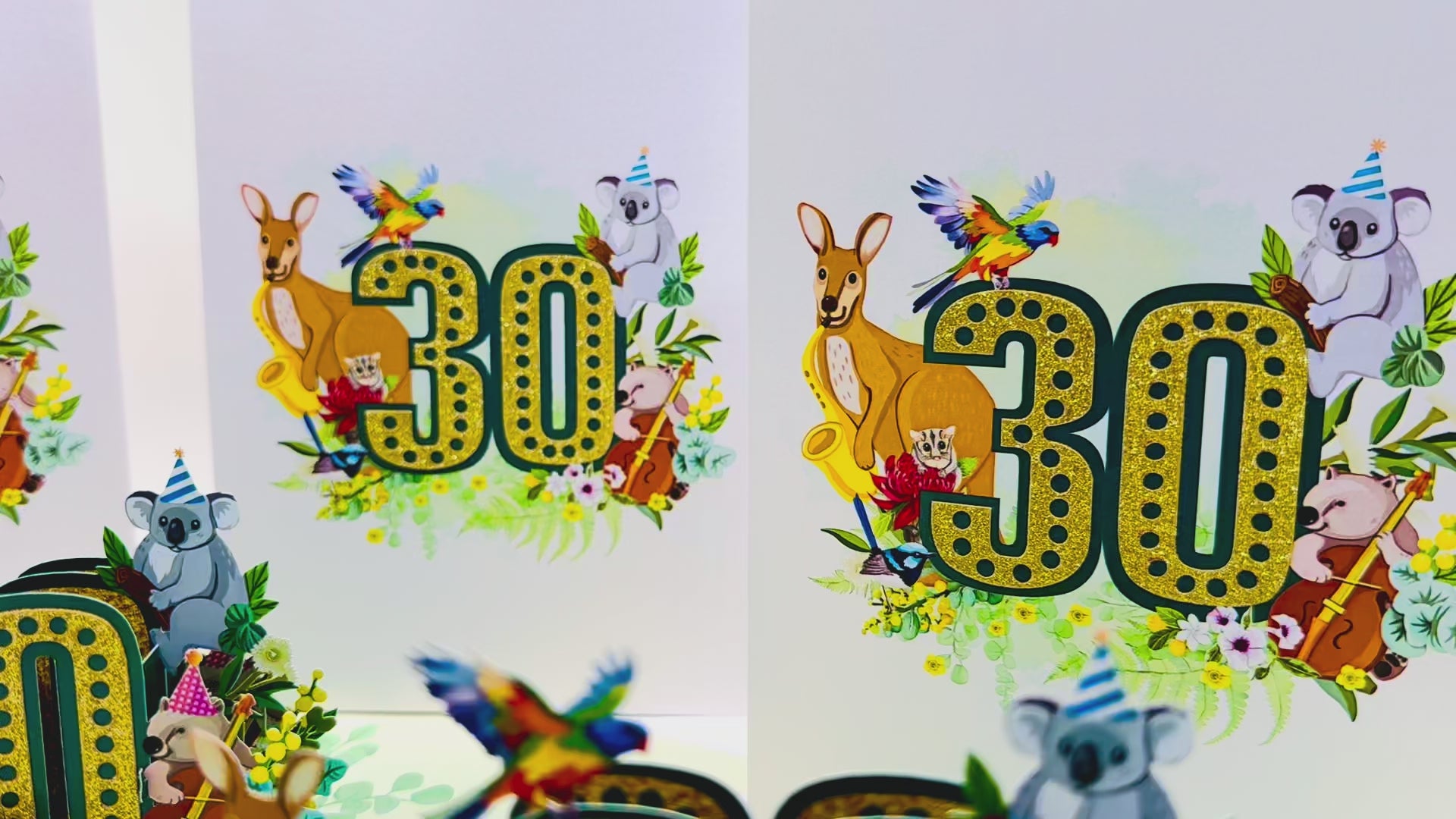 Australian Animal & Native Flower Happy 30th Birthday Origami Pop Cards 3D Pop Up Greeting Card Thank You Handmade Gift Thinking of You Happy Birthday Occasion Australiana Celebrate the Beauty and Happiness During Special Day Best Wishes Gift