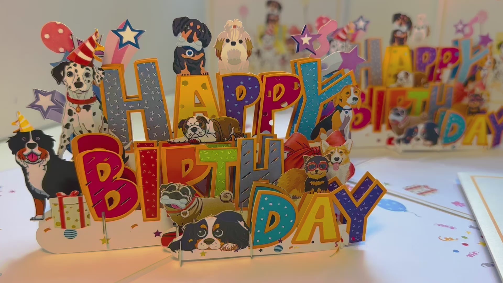 Happy Birthday Doggie Party Origami Pop Cards 3D Pop Up Greeting Card Thank You Handmade Gift Thinking of You Happy Birthday Occasion Australiana Celebrate the Beauty and Happiness During Special Day Best Wishes Gift Perfect for Dog Lovers