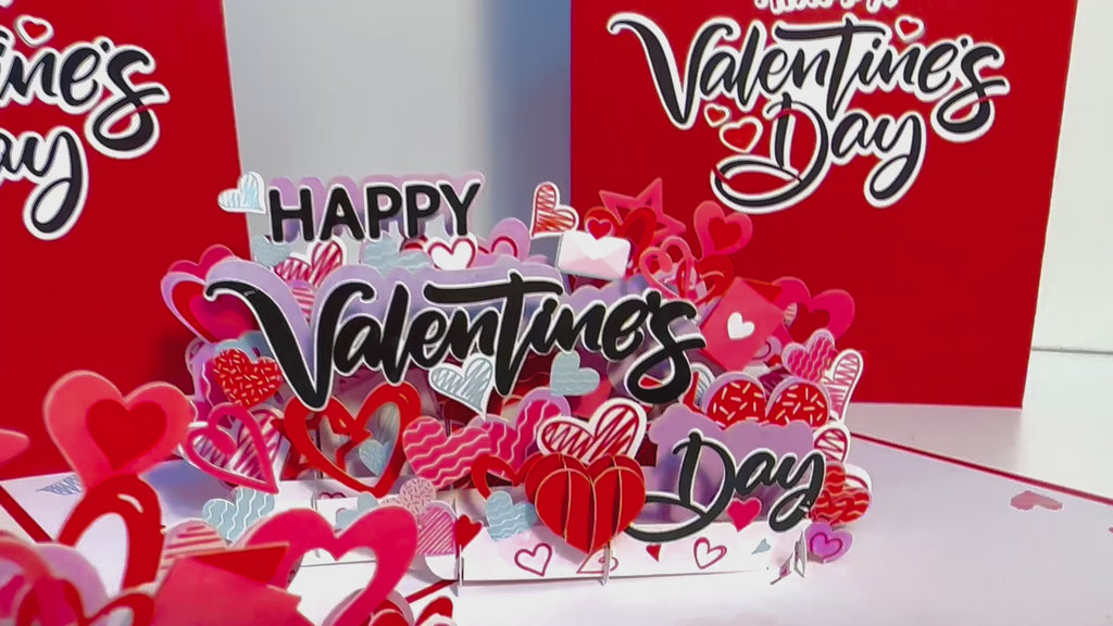 Happy Valentine's Day - Love Heart Garden Stake 3D POP UP GREETING CARD - Created by Origami Pop Cards Australian Design & Handmade 3D Pop Up Magical Paper Cards, Handmade Pop Up Cards Happy Valentine's Day Celebrate Love Heart Fell and Romantic