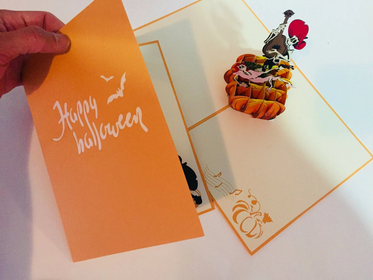 Halloween Giant Pumpkin Origami Pop Cards 3D Pop Up Greeting Card Happy Halloween Thank You Handmade Best Wishes Blank Card Gift Happy Holidays Celebrate the Special Day Fun Party Cheer