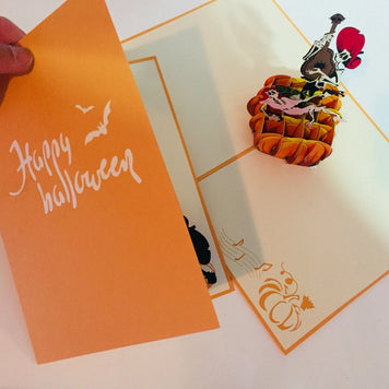Halloween Giant Pumpkin Origami Pop Cards 3D Pop Up Greeting Card Happy Halloween Thank You Handmade Best Wishes Blank Card Gift Happy Holidays Celebrate the Special Day Fun Party Cheer