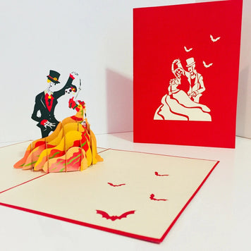 Halloween Couple Dancing Origami Pop Cards 3D Pop Up Greeting Card Happy Halloween Thank You Handmade Celebrate the Special Day Best Wishes Blank Card Fun Party Cheer Gift Happy Holidays