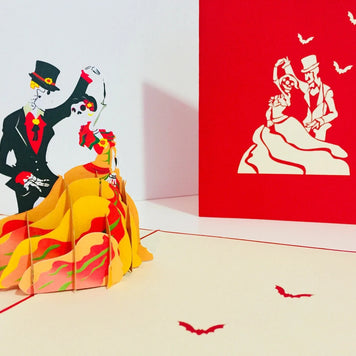 Halloween Couple Dancing Origami Pop Cards 3D Pop Up Greeting Card Happy Halloween Thank You Handmade Celebrate the Special Day Best Wishes Blank Card Fun Party Cheer Gift Happy Holidays