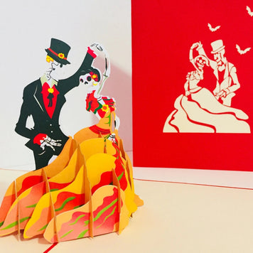 Halloween Couple Dancing Origami Pop Cards 3D Pop Up Greeting Card Happy Halloween Thank You Handmade Celebrate the Special Day Best Wishes Blank Card Fun Party Cheer Gift Happy Holidays