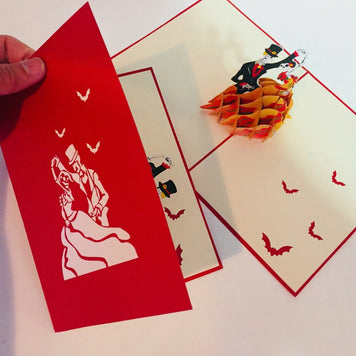 Halloween Couple Dancing Origami Pop Cards 3D Pop Up Greeting Card Happy Halloween Thank You Handmade Celebrate the Special Day Best Wishes Blank Card Fun Party Cheer Gift Happy Holidays
