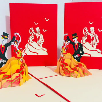 Halloween Couple Dancing Origami Pop Cards 3D Pop Up Greeting Card Happy Halloween Thank You Handmade Celebrate the Special Day Best Wishes Blank Card Fun Party Cheer Gift Happy Holidays