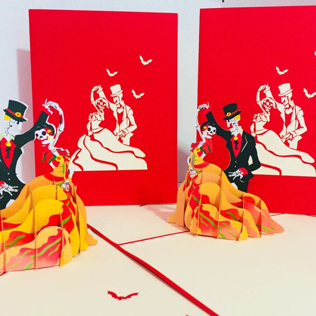 Halloween Couple Dancing Origami Pop Cards 3D Pop Up Greeting Card Happy Halloween Thank You Handmade Celebrate the Special Day Best Wishes Blank Card Fun Party Cheer Gift Happy Holidays