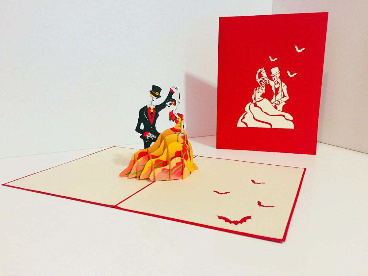 Halloween Couple Dancing Origami Pop Cards 3D Pop Up Greeting Card Happy Halloween Thank You Handmade Celebrate the Special Day Best Wishes Blank Card Fun Party Cheer Gift Happy Holidays