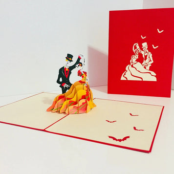 Halloween Couple Dancing Origami Pop Cards 3D Pop Up Greeting Card Happy Halloween Thank You Handmade Celebrate the Special Day Best Wishes Blank Card Fun Party Cheer Gift Happy Holidays