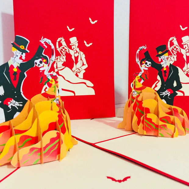 Halloween Couple Dancing Origami Pop Cards 3D Pop Up Greeting Card Happy Halloween Thank You Handmade Celebrate the Special Day Best Wishes Blank Card Fun Party Cheer Gift Happy Holidays